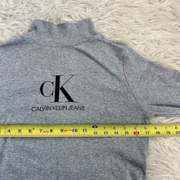 Calvin Klein Women’s Stretch Gray Long Sleeve Mock Neck Bodysuit Size Large ￼ - Picture 6 of 12